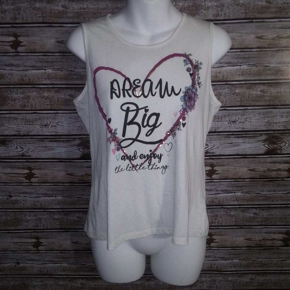NWOT SELF ESTEEM BRAND WHITE "DREAM BIG" TANK